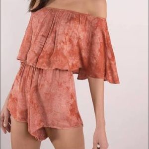 Blue Life orange tie dye off the shoulder romper